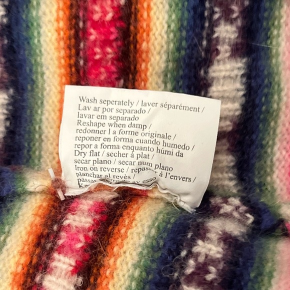 Odd Molly Size 0 XS Colorful Striped Snap Cardigan Ruffle Tie Waist Wool Cozy - Picture 8 of 13